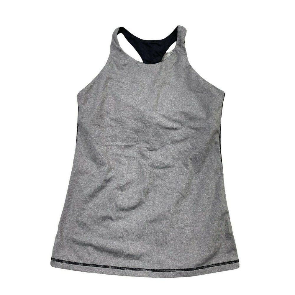 LULULEMON In Training Tank Top size 2 Heathered Black High Neck Train Work Out